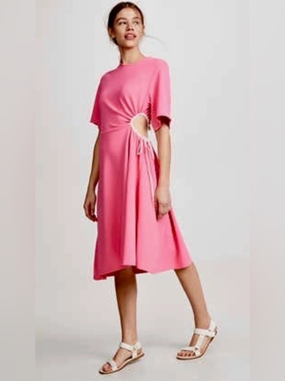 See by Chloé Cut Out Asymmetrical Pink Midi Dress - Picture 6 of 14